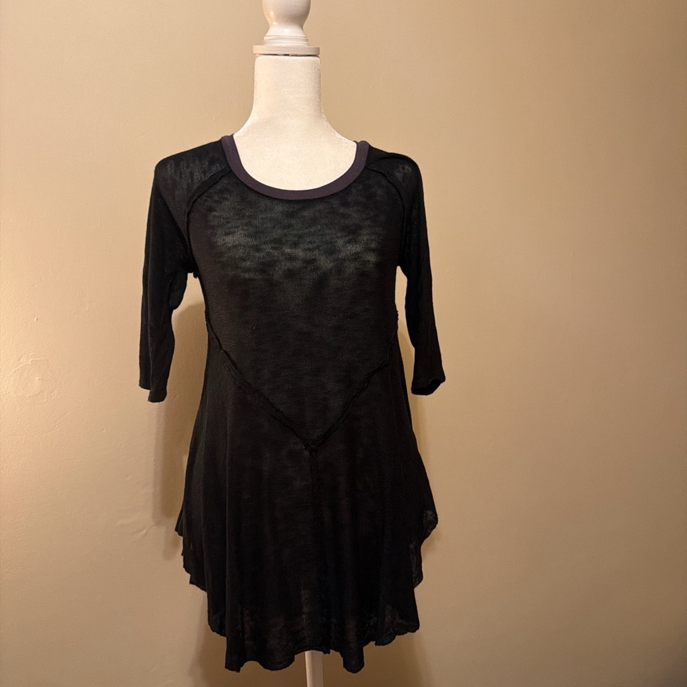 Free People Black Sheer Tunic Top